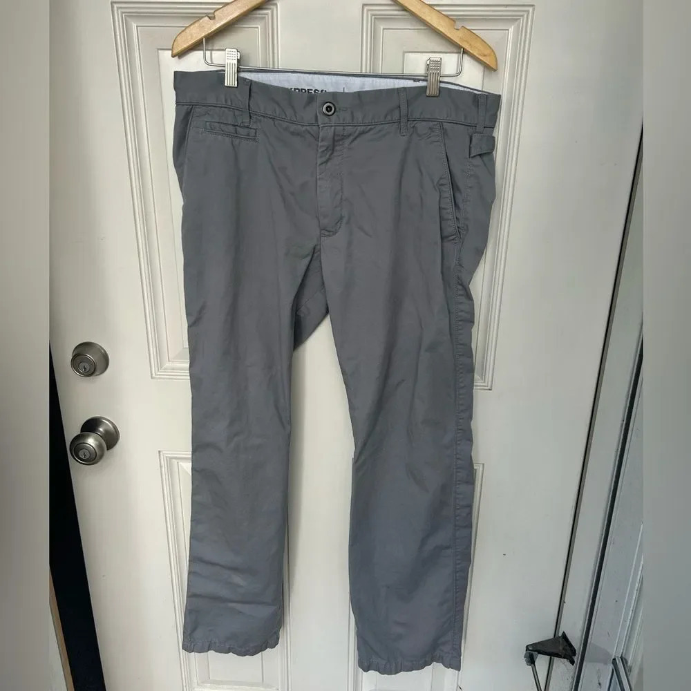Express Jeans Rocco Grey Slim Fit Low Rise Straight Leg Men’s Pants Size 34X32